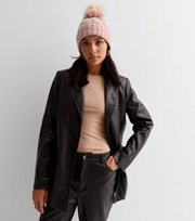 New Look Mid Pink Cable Knit Faux Fur Pom Pom Bobble Hat